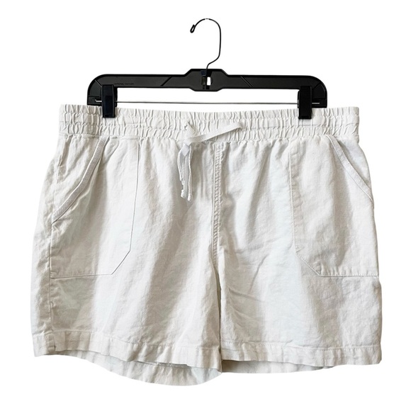 Cato Linen Blend Shorts Women's Size L White Comfort High Rise Pull On Pockets - Picture 2 of 5